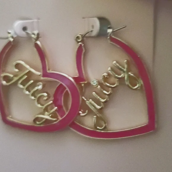 Juicy Couture Pink Heart Hoop Earrings💗 - Picture 4 of 4